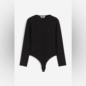 Black Glitter Long Sleeve Bodysuit